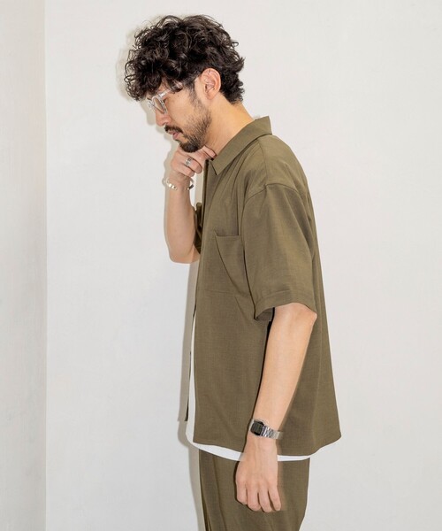 FREAK'S STORE(フリークスストア)の「Reflax/リフラクス オープンカラー ショートスリーブシャツ/リラックスフィット(シャツ/ブラウス・メンズ・オフホワイト/オリーブ/チャコールグレー/ブラック・LARGE/MEDIUM/SMALL)」の21枚目の写真