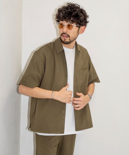FREAK'S STORE(フリークスストア)の「Reflax/リフラクス オープンカラー ショートスリーブシャツ/リラックスフィット(シャツ/ブラウス・メンズ・オフホワイト/オリーブ/チャコールグレー/ブラック・LARGE/MEDIUM/SMALL)」の19枚目の写真