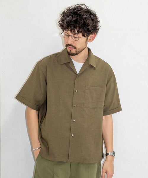 FREAK'S STORE(フリークスストア)の「Reflax/リフラクス オープンカラー ショートスリーブシャツ/リラックスフィット(シャツ/ブラウス・メンズ・オフホワイト/オリーブ/チャコールグレー/ブラック・LARGE/MEDIUM/SMALL)」の18枚目の写真