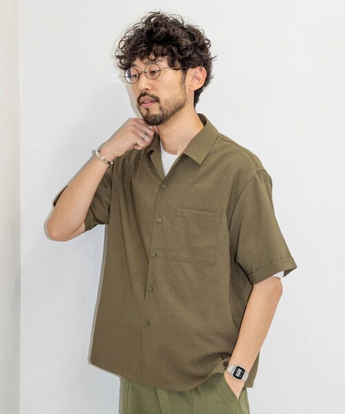 FREAK'S STORE(フリークスストア)の「Reflax/リフラクス オープンカラー ショートスリーブシャツ/リラックスフィット(シャツ/ブラウス・メンズ・オフホワイト/オリーブ/チャコールグレー/ブラック・LARGE/MEDIUM/SMALL)」の17枚目の写真