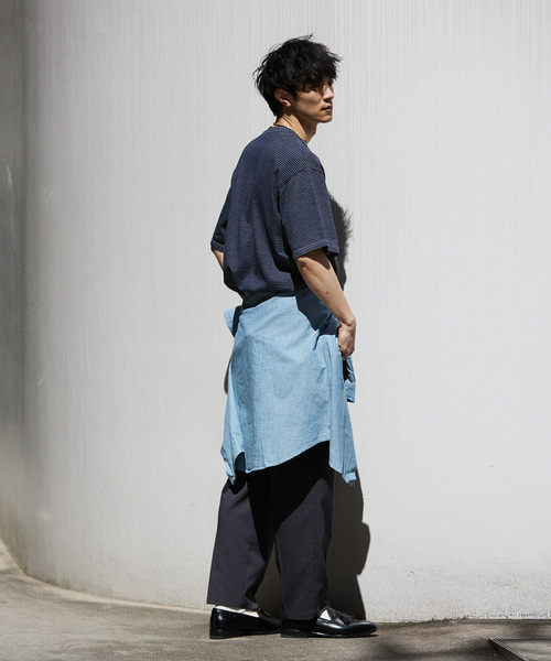 Yonetomi（ヨネトミ）の「【米富繊維 / Yonetomi】別注 ガーメントダイ BORDER Tシャツ（Tシャツ/カットソー・メンズ・ブラック/ネイビー/オレンジ/タン・X-LARGE/MEDIUM/LARGE）」の11枚目の写真