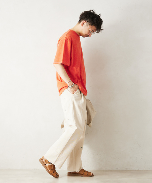 Yonetomi（ヨネトミ）の「【米富繊維 / Yonetomi】別注 ガーメントダイ BORDER Tシャツ（Tシャツ/カットソー・メンズ・ブラック/ネイビー/オレンジ/タン・X-LARGE/MEDIUM/LARGE）」の19枚目の写真