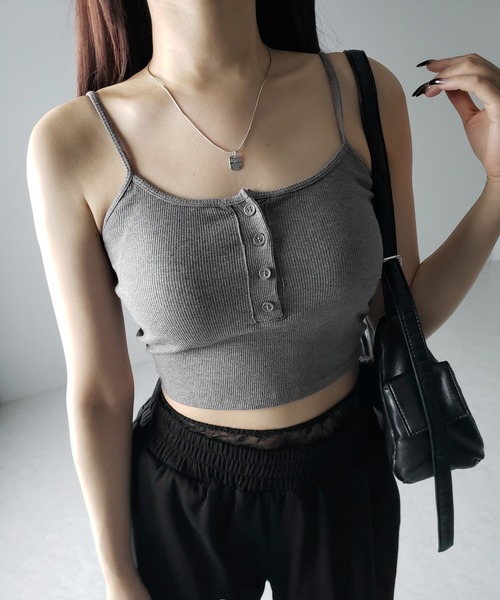 アイボリー ボタン付きキャミソール mideal キャミソール front button camisole / フロントボタン