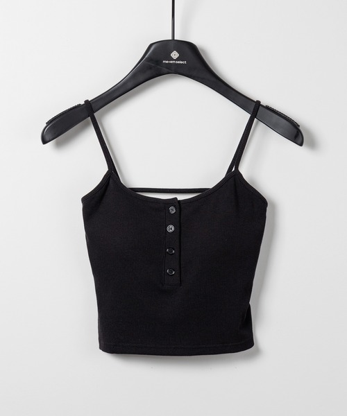 me+em select(ミームセレクト)の「【 カップ付き 】フロントボタンヘンリーネックショートリブキャミソール / front button henry neck short rib camisole(キャミソール・レディース・ブラック/ホワイト/グレー・FREE)」の11枚目の写真