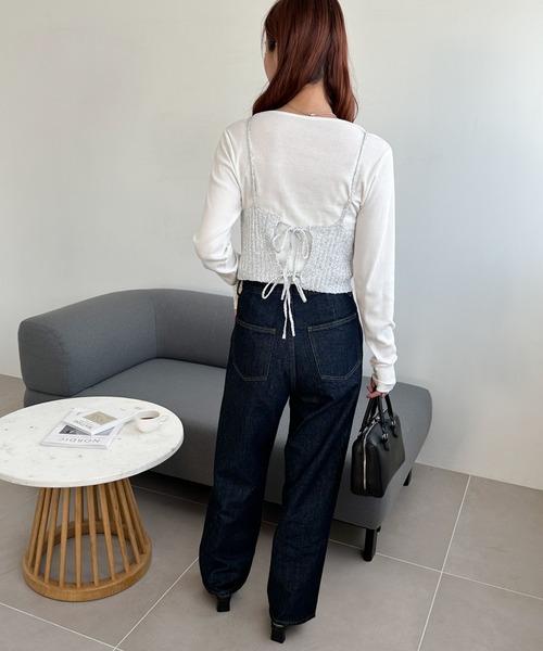 DISCOAT（ディスコート）の「ラメニットキャミ（キャミソール・レディース・オフホワイト/ブラック/ホワイト×ブラック・FREE）」の11枚目の写真