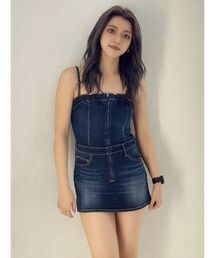 GYDA | フロントZIPデニムミニワンピース(ワンピース)