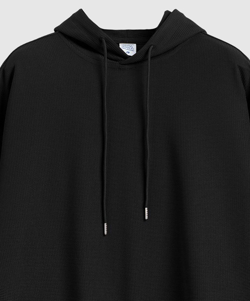 Ressaca(レサーカ)の「オーバーサイズ ワッフルフード付きTシャツ プルオーバーパーカー(パーカー・メンズ・ブラック/ブラウン/ホワイト・M/L/XL)」の5枚目の写真