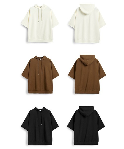 Ressaca(レサーカ)の「オーバーサイズ ワッフルフード付きTシャツ プルオーバーパーカー(パーカー・メンズ・ブラック/ブラウン/ホワイト・M/L/XL)」の6枚目の写真