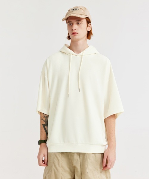 Ressaca(レサーカ)の「オーバーサイズ ワッフルフード付きTシャツ プルオーバーパーカー(パーカー・メンズ・ブラック/ブラウン/ホワイト・M/L/XL)」の15枚目の写真