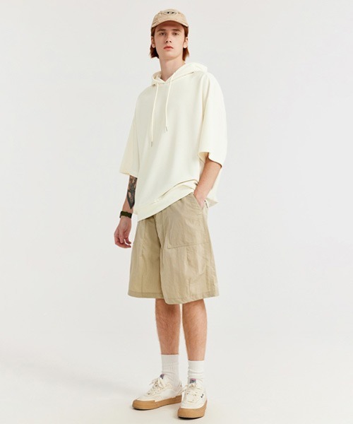 Ressaca(レサーカ)の「オーバーサイズ ワッフルフード付きTシャツ プルオーバーパーカー(パーカー・メンズ・ブラック/ブラウン/ホワイト・M/L/XL)」の16枚目の写真