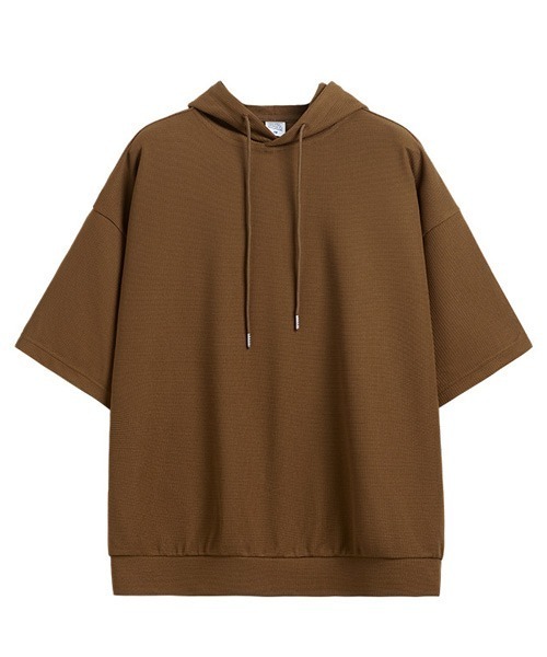 Ressaca(レサーカ)の「オーバーサイズ ワッフルフード付きTシャツ プルオーバーパーカー(パーカー・メンズ・ブラック/ブラウン/ホワイト・M/L/XL)」の4枚目の写真