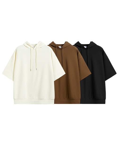 Ressaca(レサーカ)の「オーバーサイズ ワッフルフード付きTシャツ プルオーバーパーカー(パーカー・メンズ・ブラック/ブラウン/ホワイト・M/L/XL)」の7枚目の写真