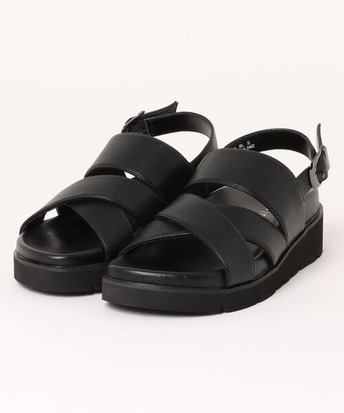 HEAL ME(ヒールミー)の「heal me ヒールミー レディース 厚底クロスベルトフットベッドサンダル 224309(サンダル・レディース・ブラック/ブルー系その他2・M/L/LL/S)」の2枚目の写真