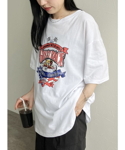 reca（レカ）の「ロックプリントTシャツ（Tシャツ/カットソー・レディース・ホワイト/チャコール・FREE）」の9枚目の写真
