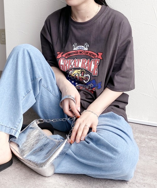 reca（レカ）の「ロックプリントTシャツ（Tシャツ/カットソー・レディース・ホワイト/チャコール・FREE）」の5枚目の写真