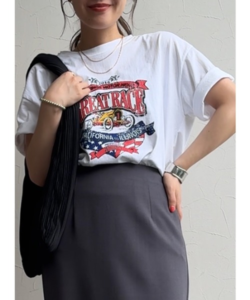 reca（レカ）の「ロックプリントTシャツ（Tシャツ/カットソー・レディース・ホワイト/チャコール・FREE）」の10枚目の写真
