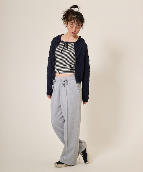 tina jojun パーカー　フーディー TINA：JOJUN パーカー アイレット柄 ニットフーディー