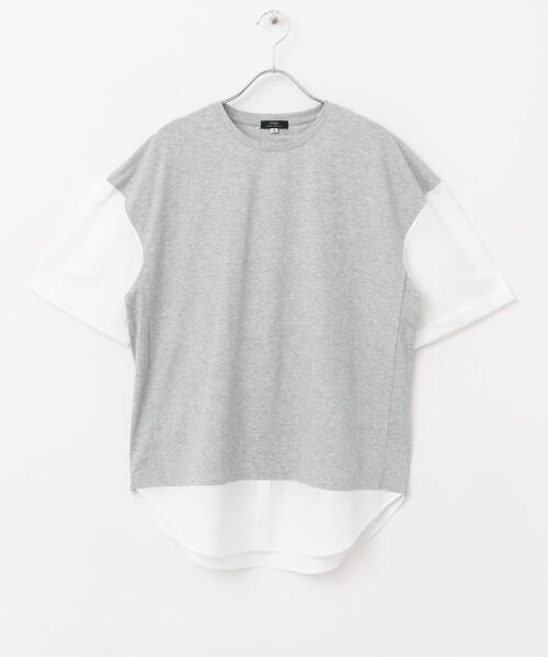 ITEMS URBANRESEARCH(アイテムズ アーバンリサーチ)の「接触冷感TC天竺 布帛キリカエTシャツ(Tシャツ/カットソー・メンズ・ブラック/グレー系その他/ベージュ/チャコールグレー・LARGE/MEDIUM)」の5枚目の写真
