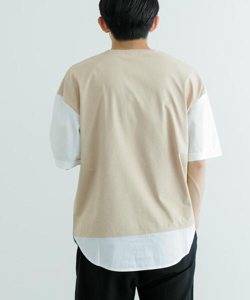 ITEMS URBANRESEARCH(アイテムズ アーバンリサーチ)の「接触冷感TC天竺 布帛キリカエTシャツ(Tシャツ/カットソー・メンズ・ブラック/グレー系その他/ベージュ/チャコールグレー・LARGE/MEDIUM)」の8枚目の写真