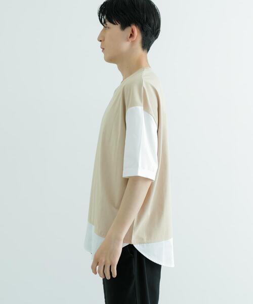 ITEMS URBANRESEARCH(アイテムズ アーバンリサーチ)の「接触冷感TC天竺 布帛キリカエTシャツ(Tシャツ/カットソー・メンズ・ブラック/グレー系その他/ベージュ/チャコールグレー・LARGE/MEDIUM)」の11枚目の写真
