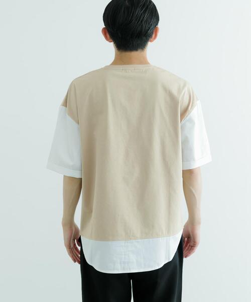 ITEMS URBANRESEARCH(アイテムズ アーバンリサーチ)の「接触冷感TC天竺 布帛キリカエTシャツ(Tシャツ/カットソー・メンズ・ブラック/グレー系その他/ベージュ/チャコールグレー・LARGE/MEDIUM)」の12枚目の写真