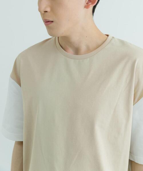 ITEMS URBANRESEARCH(アイテムズ アーバンリサーチ)の「接触冷感TC天竺 布帛キリカエTシャツ(Tシャツ/カットソー・メンズ・ブラック/グレー系その他/ベージュ/チャコールグレー・LARGE/MEDIUM)」の13枚目の写真