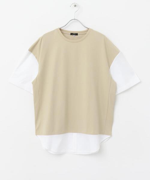 ITEMS URBANRESEARCH(アイテムズ アーバンリサーチ)の「接触冷感TC天竺 布帛キリカエTシャツ(Tシャツ/カットソー・メンズ・ブラック/グレー系その他/ベージュ/チャコールグレー・LARGE/MEDIUM)」の17枚目の写真