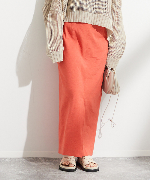 journal standard L'essage(ジャーナルスタンダードレサージュ)の「《追加2》バイオリネンストレッチタイトスカート(スカート・レディース・ブラウン/レッド/ベージュ/ブラック・36/38)」の4枚目の写真
