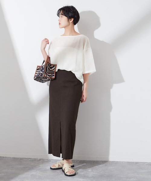 journal standard L'essage(ジャーナルスタンダードレサージュ)の「《追加2》バイオリネンストレッチタイトスカート(スカート・レディース・ブラウン/レッド/ベージュ/ブラック・36/38)」の18枚目の写真