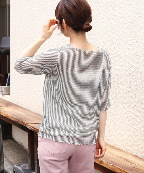 tiptop(ティップトップ)の「シアーボーダー5分袖Tシャツ×キャミSET(Tシャツ/カットソー・レディース・チャコールグレー/オフホワイト/ブルー/アイボリー・FREE)」の17枚目の写真