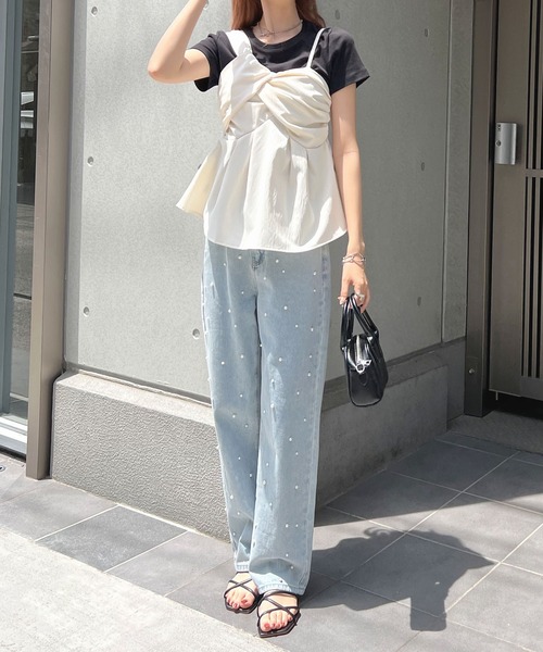 Futier land(フューティアランド)の「パール付デニムパンツ(デニムパンツ・レディース・ブラック/ライトブルー・LARGE/MEDIUM/SMALL)」の18枚目の写真