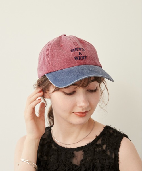 ANGIE（アンジー）の「ウォッシュド加工ロゴキャップ（キャップ・レディース・ライトベージュ/グリーン/レッド/ネイビー・FREE）」の4枚目の写真