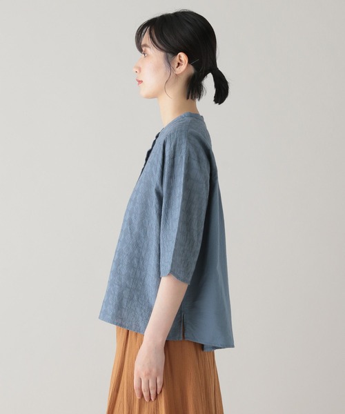 セール】《natural by clip》ライン刺繍前開きブラウス（シャツ