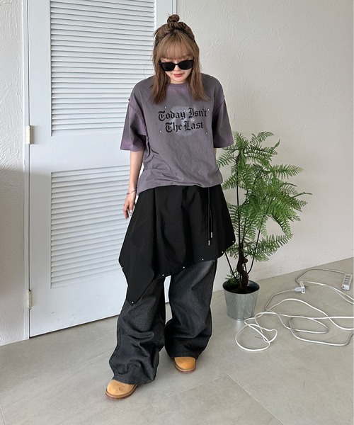 willow pants タックデニム サイズ0 ヴィンテージウォッシュタック入りワイドデニムパンツ-4color