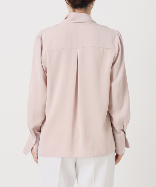 美品 Noble ノーブル ロイヤルサテンボウタイブラウス ピンク ノーブル NOBLE 《WEB限定追加》ロイヤルサテンボウタイブラウス