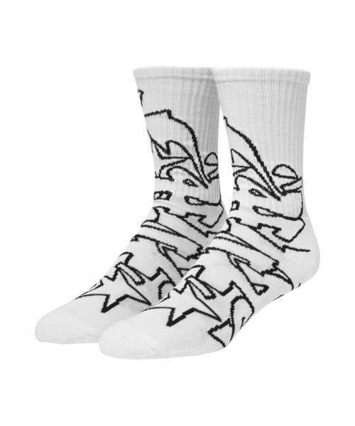 HUF(ハフ)の「OUTLINES CREW SOCKS(ソックス/靴下・メンズ・ホワイト/オリーブ・O/S)」の2枚目の写真