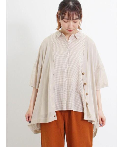 Samansa Mos2（サマンサ モスモス）の「【マシンウォッシャブル】Vネック前後差カーディガン（カーディガン/ボレロ・レディース・キナリ/ブラック/グリーン/ベージュ・F）」の3枚目の写真