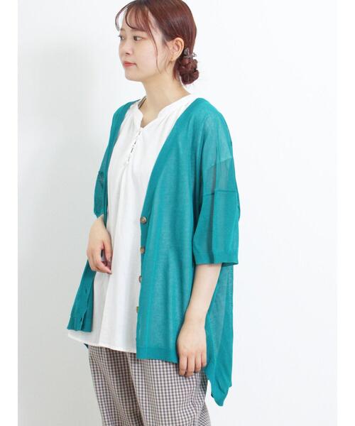 Samansa Mos2（サマンサ モスモス）の「【マシンウォッシャブル】Vネック前後差カーディガン（カーディガン/ボレロ・レディース・キナリ/ブラック/グリーン/ベージュ・F）」の5枚目の写真