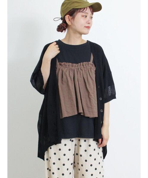 Samansa Mos2（サマンサ モスモス）の「【マシンウォッシャブル】Vネック前後差カーディガン（カーディガン/ボレロ・レディース・キナリ/ブラック/グリーン/ベージュ・F）」の6枚目の写真