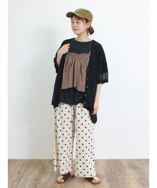 Samansa Mos2（サマンサ モスモス）の「【マシンウォッシャブル】Vネック前後差カーディガン（カーディガン/ボレロ・レディース・キナリ/ブラック/グリーン/ベージュ・F）」の7枚目の写真