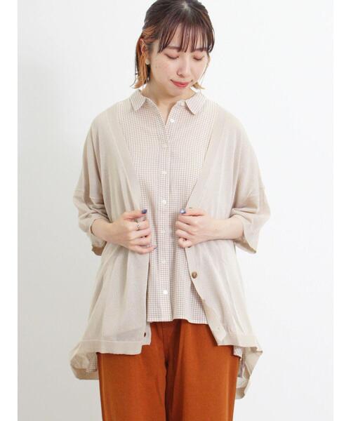 Samansa Mos2（サマンサ モスモス）の「【マシンウォッシャブル】Vネック前後差カーディガン（カーディガン/ボレロ・レディース・キナリ/ブラック/グリーン/ベージュ・F）」の9枚目の写真