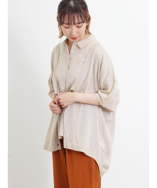 Samansa Mos2（サマンサ モスモス）の「【マシンウォッシャブル】Vネック前後差カーディガン（カーディガン/ボレロ・レディース・キナリ/ブラック/グリーン/ベージュ・F）」の10枚目の写真