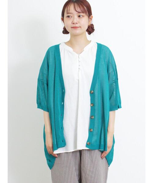 Samansa Mos2（サマンサ モスモス）の「【マシンウォッシャブル】Vネック前後差カーディガン（カーディガン/ボレロ・レディース・キナリ/ブラック/グリーン/ベージュ・F）」の14枚目の写真