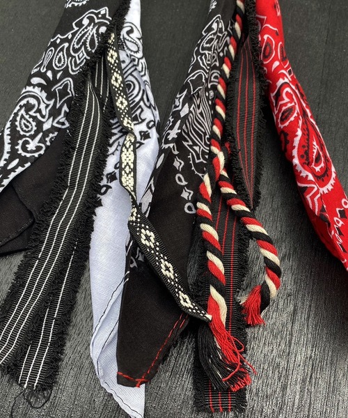 タッセル付き バンダナ柄 ロング キーリング（キーケース/キー