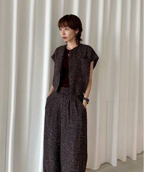 Ameri（アメリ）の「LADY LIKE TWEED SET UP（サロペット