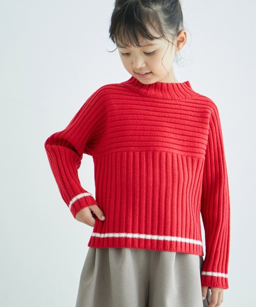 ROPE' PICNIC(ロペピクニック)の「【KIDS】リブ切り替えニットプルオーバー/WEB限定サイズ:110cm・リンクコーデ(ニット/セーター・キッズ・ブラック/ブルー系その他/レッド系その他/キナリ・110/120/130/140/150)」の4枚目の写真