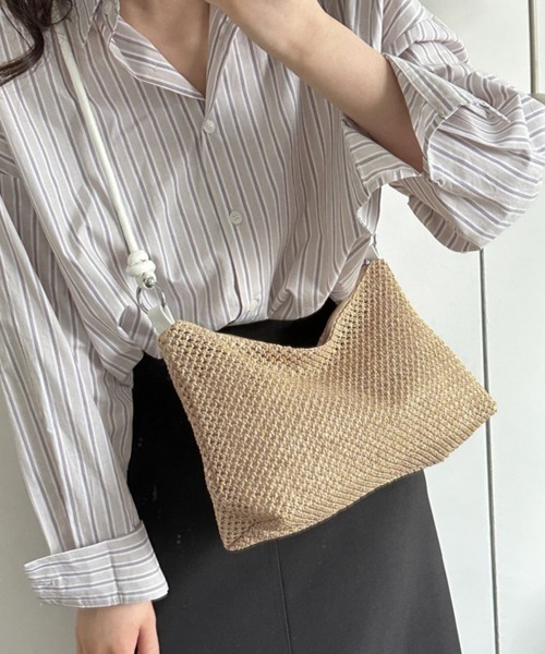 Miniministore(ミニミニストア)の「ストローバッグ ショルダーバッグ 麦わら(ショルダーバッグ・レディース・ホワイト/ブラウン/ブラック/ベージュ・FREE)」の1枚目の写真