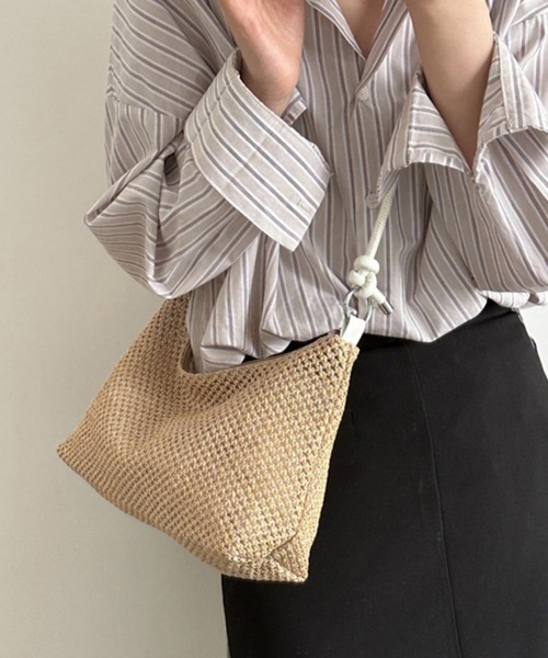 Miniministore(ミニミニストア)の「ストローバッグ ショルダーバッグ 麦わら(ショルダーバッグ・レディース・ホワイト/ブラウン/ブラック/ベージュ・FREE)」の16枚目の写真