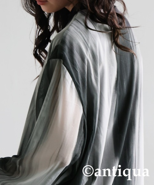 新品タグ付き・ アンティカantiqua ニュアンス柄シアートップス・完売品 ニュアンス柄シアーカットソー（Tシャツ/カットソー）｜antiqua