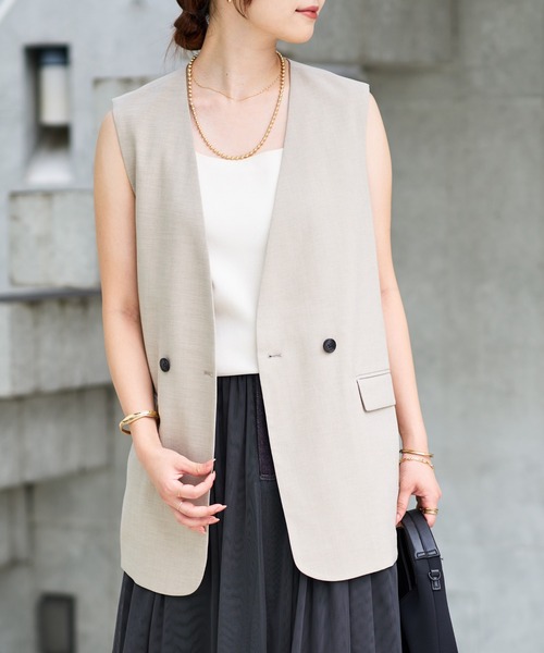 un dix cors（アンディコール）の「《レイヤードするだけでこなれ感》ジレベスト（ベスト・レディース・ベージュ/ネイビー・FREE）」の7枚目の写真